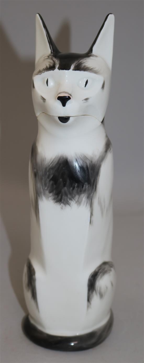 An Art Deco Haviland pottery cat decanter, designed by Edouard Marcel Sandoz, 30cm